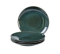 UNICASA Porcelain Dinner Plates, 26 cm Large Salad Plates - Vintage Green, Set of 4 Crockery Table Service, Dishwasher-Safe Ceramic Plates
