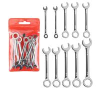Unicavu 10Pcs Small Wrenches Set, SAE Open End and Box Mini Combination Spanner, 5/32" to 7/16" Ignition Wrench Spanner with Portable Storage Pouch for Auto Bike Machine Furniture Repairs