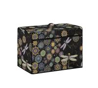 UNICEU Boho Flower Dragonfly Print Sewing Machine Cover with Handle Dust Protection Zipper Dust Protective Covers Easy Cleaning with Storage Pouch