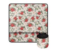 UNICEU Christmas Flower Print Sewing Machine Mat for Table with Pockets Non Slip Universal Size Waterproof Sewing Machine Pad Home Decor