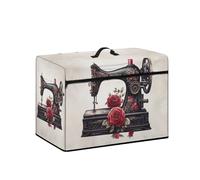 UNICEU Sewing Machine Rose Print Sewing Machine Cover Zipper Washable Easy Storage Dust Protection with Front Zipper Pocket Top Handle