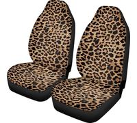 UNICEU Trendy Leopard Brown Wild Cheetah Animal Print Car Seat Covers Set of 2 Vehicle Seat Protector Car Covers for Auto Cars Sedan SUV Automotive Interior