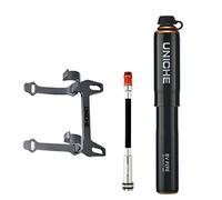UNICHE Tech BV Mini Bike Pump with Gauge, Big Volume Frame Pump | 110 PSI, Presta & Schrader Valve Compatible, Aluminum Construction, Portable Bike Pump for MTB, Gravel Bike, Tubeless Tire