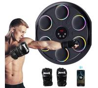Unichefry Music Boxing Machine for Adults, Wall Mounted Punching Machine with Bluetooth, 12 Speed Modes & Lights - Smart Boxing Trainer for Home Gym Adult and Child, Includes MMA Gloves