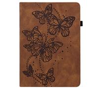 Unichthy 3D Butterfly Case for Amazon All-New Fire HD 10.1 Inch Tablet (13th Generation, 2023 Release) Case for Women with Pencil Holder Shockproof Stand Cover for Fire Tablet 10 2023 Brown