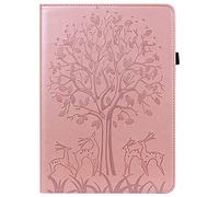 Unichthy 3D Tree Case for Google Pixel Tablet (2023), Slim Folding Multi-Angle Stand Card Holder Protective Cover for 11-inch Google Pixel Tablet 2023 Release Rose Gold