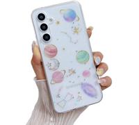 Unichthy All Glitter Case for Samsung Galaxy A55 5G Cover Girls Women Bling Sparkly Stars and Moon Design Cool Space Theme Clear Silicone TPU Shockproof Bumper Phone Case for Samsung Galaxy A55 5G