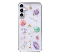Unichthy All Glitter Case for Samsung Galaxy S24 FE Cover Girls Women Bling Sparkly Stars and Moon Design Cool Space Theme Clear Silicone TPU Shockproof Bumper Phone Case for Samsung Galaxy S24 FE