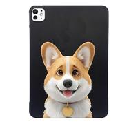 Unichthy Basic Case for iPad Pro 11 inch (M4) 2024 with Soft TPU Reinforced Corner Anti-Scratch Cute Cartoon Cats Dogs Shockproof Tablet Black Cover for 2024 11-inch iPad Pro - Corgi