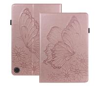 Unichthy Butterfly Case for Amazon All-New Fire HD 10.1 Inch Tablet (13th Generation, 2023 Release) with Pen Holder Shell, Multi-Angle Stand Card Holder Cover for Fire Tablet 10 2023, Rose Gold