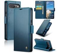 Unichthy Case for Google Pixel 10 / Pixel 10 Pro Cover Official Lightweight Shockproof Premium Leather Wallet Case with [RFID Blocking] 3 Card Slots Stand Magnetic Flip Phone Case Blue