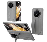 Unichthy Case for HONOR Magic V3 5G Cover Kickstand with Built-in Screen Protector/Wrist Strap/Finger Ring Buckle/Hinge Protection Shockproof Protective Case for HONOR Magic V3 5G Grey