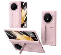 Unichthy Case for HONOR Magic V3 5G Cover Kickstand with Built-in Screen Protector/Wrist Strap/Finger Ring Buckle/Hinge Protection Shockproof Protective Case for HONOR Magic V3 5G Pink