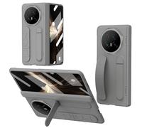 Unichthy Case for HONOR Magic V5 5G Cover Kickstand with Built-in Screen Protector/Wrist Strap/Finger Ring Buckle/Hinge Protection Shockproof Protective Case for HONOR Magic V5 5G Grey