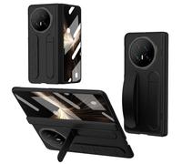 Unichthy Case for HONOR Magic V5 5G Cover Kickstand with Built-in Screen Protector/Wrist Strap/Finger Ring Buckle/Hinge Protection Shockproof Protective Case for HONOR Magic V5 5G Black
