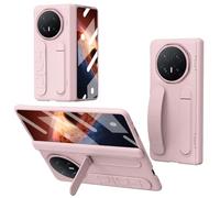 Unichthy Case for HONOR Magic V6 5G Cover Kickstand with Built-in Screen Protector/Wrist Strap/Finger Ring Buckle/Hinge Protection Shockproof Protective Case for HONOR Magic V6 5G Pink