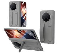 Unichthy Case for HONOR Magic V6 5G Cover Kickstand with Built-in Screen Protector/Wrist Strap/Finger Ring Buckle/Hinge Protection Shockproof Protective Case for HONOR Magic V6 5G Grey