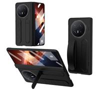Unichthy Case for HONOR Magic V6 5G Cover Kickstand with Built-in Screen Protector/Wrist Strap/Finger Ring Buckle/Hinge Protection Shockproof Protective Case for HONOR Magic V6 5G Black