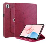 Unichthy Case for HONOR Pad 10 Case 12.1 Inch 2025 Cover |3D Embossed Leaf Vein| with Pencil Holder Shockproof Sturdy 360 Degree Swiveling Stand Cover for HONOR Pad 10 12.1" Tablet - Red
