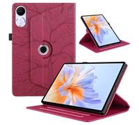 Unichthy Case for Honor Pad V9 Case 11.5 Inch 2025 Cover |3D Embossed Leaf Vein| with Pencil Holder Shockproof Sturdy 360 Degree Swiveling Stand Cover for Honor Pad V9 11.5 Tablet - Red