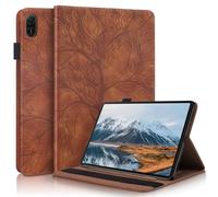 Unichthy Case for Honor Pad X8a 11 Inch 2024 Cover |3D Embossed Leaf Vein| with Pencil Holder Shockproof Sturdy Stand Card Slots Cover for Honor Pad X8a 2024 Tablet - Brown