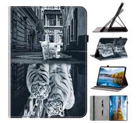 Unichthy Case for HONOR Pad X8a 2024 Shockproof Card Holder Multi-Angle Stand Cover with Pen Holder for HONOR Pad X8a 11-Inch Tablet Cats Tiger