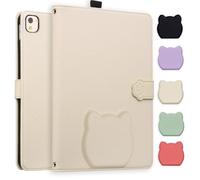 Unichthy Case for iPad 10.2 inch, iPad 9th/8th/7th Generation 2021/2020/2019 Cover 3D Cute Cats Shaped with Metal Crossbody Strap Shockproof Kickstand Non-slip Wallet Cover,Apricot