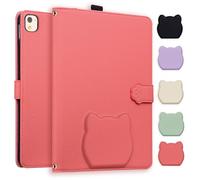 Unichthy Case for iPad 10.2 inch, iPad 9th/8th/7th Generation 2021/2020/2019 Cover 3D Cute Cats Shaped with Metal Crossbody Strap Shockproof Kickstand Non-slip Wallet Cover,Coral Red