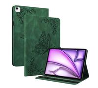 Unichthy Case for iPad Air 11-inch M2 2024 M3 2025/10.9 Air 5th Generation 2022/10.9 Air 4th 2020 Cute Butterfly Case with Pencil Holder Shockproof Stand Cover for iPad Air 11 /Air 5 4 Gen Green