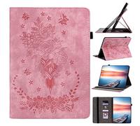 Unichthy Case for Nokia T10 Case 8.0 Inch 2022 for Women with Pencil Holder Shockproof Sturdy Flower Embossed Stand Cover for Nokia T10 Tablet 8" Pink