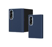 Unichthy Case for Samsung Galaxy Z Fold Wide 2026 Official Cover with Built-in Screen Protector Carbon Fiber Print Design,Shiny Electroplated Frame Hinge Protection Shockproof Shell Blue