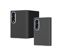 Unichthy Case for Samsung Galaxy Z Fold Wide 2026 Official Cover with Built-in Screen Protector Carbon Fiber Print Design,Shiny Electroplated Frame Hinge Protection Shockproof Shell Black