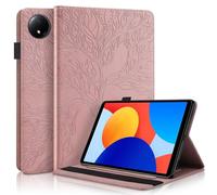 Unichthy Case for Xiaomi Redmi Pad SE 8.7 inch 2024 Cover |3D Embossed Leaf Vein| with Pencil Holder Shockproof Sturdy Stand Card Slots Cover for Redmi Pad SE 8.7 inch Tablet - Rose Gold
