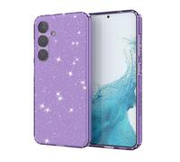 Unichthy Clear Glitter Case for Samsung Galaxy S24 Plus Case Soft Bumper Anti-Scratch Transparent Sparkle Cover for Women Girls Bling TPU Silicone Shockproof Case for Samsung Galaxy S24 Plus Purple