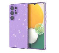 Unichthy Clear Glitter Case for Samsung Galaxy S24 Ultra Case Soft Bumper Anti-Scratch Transparent Sparkle Cover for Women Girls Bling TPU Silicone Shockproof Case for Samsung Galaxy S24 Ultra Purple