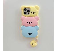 Unichthy Compatible with iPhone 13 Pro Max Case for Kids Girls 3D Cartoon Soft Silicone Cover |Cute Bears| Animal Character Funny Shockproof Protective Skin with Bear Pendant for iPhone 13 Pro Max