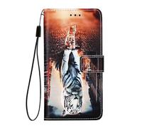 Unichthy Flip Case for Xiaomi Redmi A5 4G Wallet Cover Shockproof PU Leather Folio Shell 2 Card Slots Slim Fit Bumper Silicone Magnetic Cover with Stand for Xiaomi Redmi A5 4G,Cat And Tiger