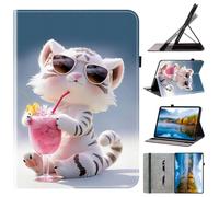 Unichthy Flip Printed Case for HONOR Pad X8a 2024 Shockproof Card Holder Multi-Angle Stand Cover with Pen Holder for HONOR Pad X8a 11-Inch Tablet Cute Tiger