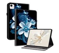 Unichthy Flip Printed Case for HONOR Pad X9a 2025 Shockproof Card Holder Multi-Angle Stand Cover with Pen Holder for HONOR Pad X9a 11.5-Inch Tablet Large Blue Flower
