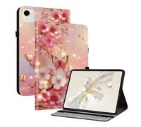 Unichthy Flip Printed Case for HONOR Pad X9a 2025 Shockproof Card Holder Multi-Angle Stand Cover with Pen Holder for HONOR Pad X9a 11.5-Inch Tablet Butterfly Lights