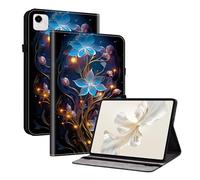 Unichthy Flip Printed Case for HONOR Pad X9a 2025 Shockproof Card Holder Multi-Angle Stand Cover with Pen Holder for HONOR Pad X9a 11.5-Inch Tablet Blue Flowers