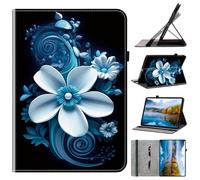 Unichthy Flip Printed Case for iPad Pro 11 inch (M4) 2024 Shockproof Card Holder Multi-Angle Stand Cover with Pen Holder for 2024 11-inch iPad Pro Large Blue Flower