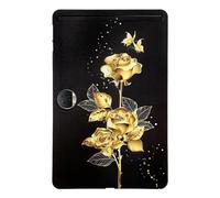 Unichthy Floral Case for HONOR Pad 9 12.1-inch 2024 Tablet for Women with Soft TPU Reinforced Corner Anti-Scratch Slim Fit Shockproof Tablet Black Cover Golden Roses Design for HONOR Pad 9