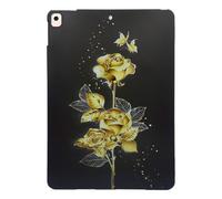 Unichthy Flowers Case for iPad 10.2 inch, iPad 9th/8th/7th Generation 2021/2020/2019 Cover with Soft TPU Reinforced Corner Slim Shockproof Black Cover Golden Roses Design for iPad 9/8/7(10.2inch)