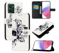 Unichthy For HMD Pulse Pro Case PU Leather Flip Wallet Cover for Men Women Shockproof 3D Glossy Pattern with Stand 3 Card Slots Magnetic Closure Phone Shell for Nokia HMD Pulse Pro - Floral Skull