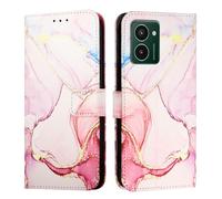 Unichthy For HMD Pulse Pro Case with Wrist Strap 3D Marble Design Shockproof PU Leather Flip Wallet Phone Cover Magnetic Clip Folio Skin Kickstand Card Holders for Nokia HMD Pulse Pro, Rose Gold