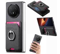 Unichthy for HONOR Magic V6 Magnetic Case Ring Holder Card Bag Black