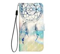 Unichthy For HONOR Magic8 Pro 5G Case 3D Glossy Pattern PU Leather Flip Wallet Case, Shockproof Cover with 3 Card Slots, Magnetic Closure & Kickstand for HONOR Magic8 Pro 5G - Blue Dream Catcher