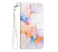Unichthy For iPhone 17 Pro Case with Wrist Strap 3D Marble Design Shockproof PU Leather Flip Wallet Phone Cover Magnetic Clip Folio Skin Kickstand Card Holders for iPhone 17 Pro, Orange
