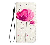 Unichthy For Motorola Signature Case PU Leather Flip Wallet Cover for Men Women Shockproof 3D Glossy Pattern with Stand 3 Card Slots Magnetic Closure Phone Shell for Motorola Signature - Pink Lotus